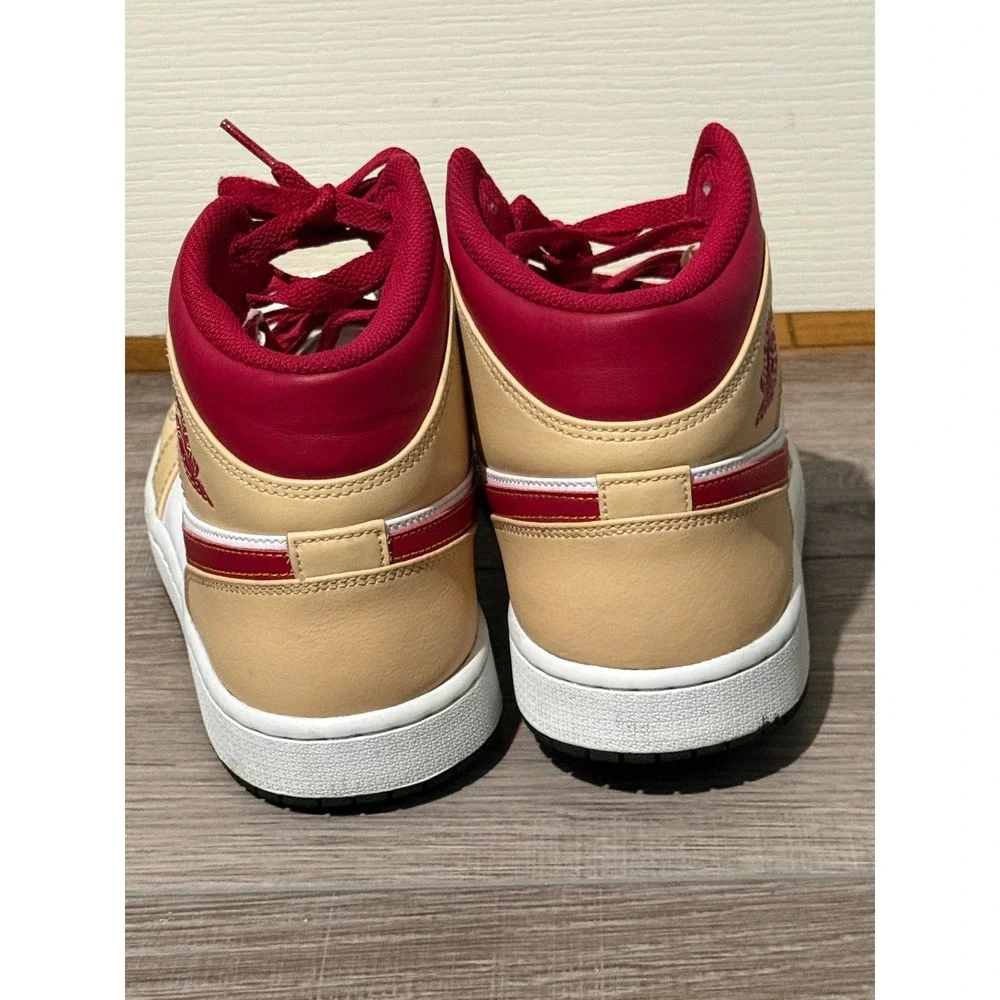 Air‎ Jordan 1 Mid Hemp White Gym Red BQ6472-161 Mens Tan Sneakers Size 11